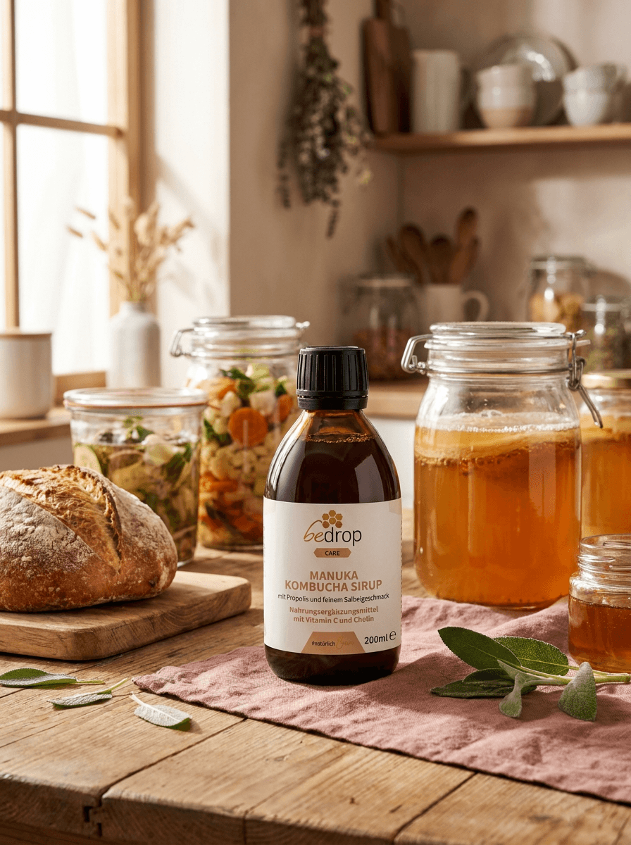 Flasche Manuka Kombucha Sirup von Bedrop